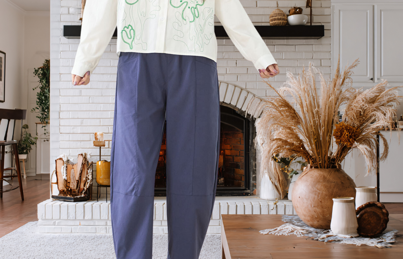 タック入りバルーンシルエットパンツ(L~LL) ネイビー