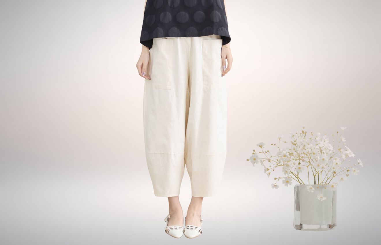 TRUBE ウォッシュドコットンクロプトパンツ (M~L) アイボリー