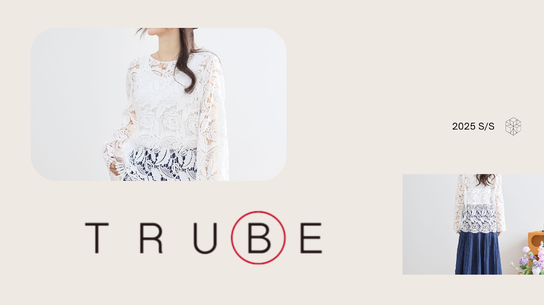 TRUBE【2025新作】【M〜L】ロマンティックフローラルレーストップス ホワイト