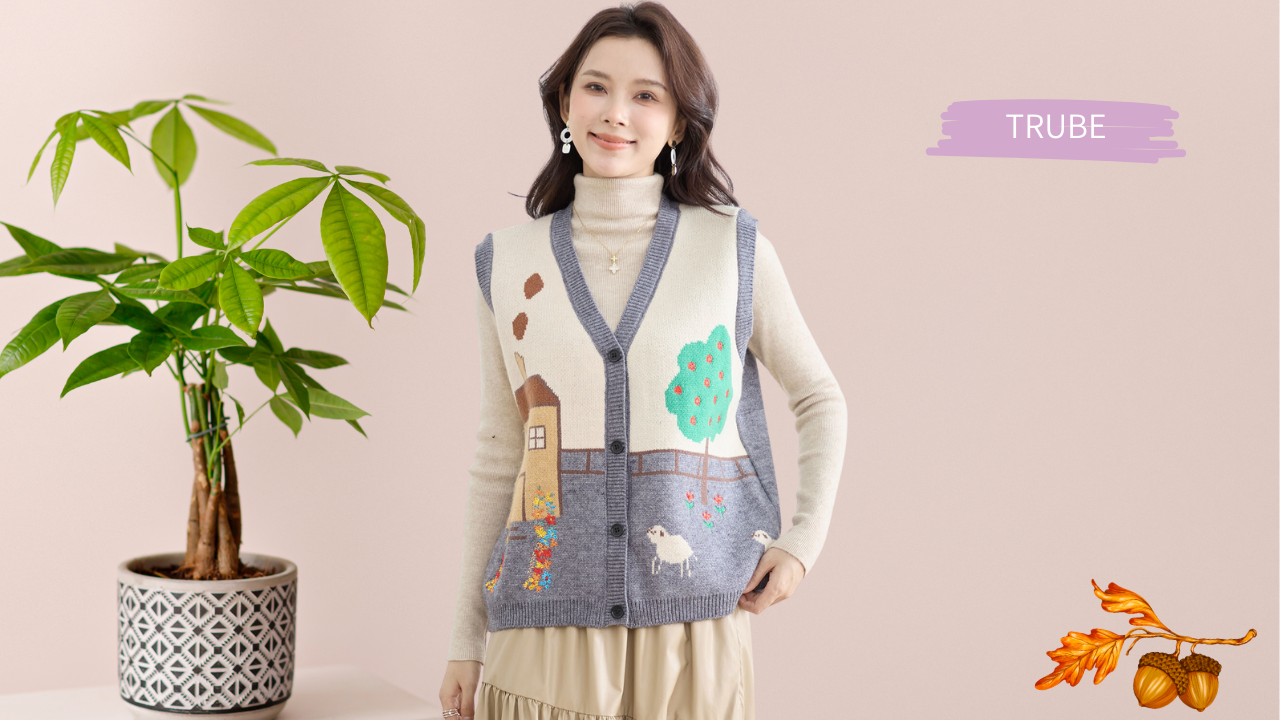 TRUBE【2025新作】【M〜L】カントリーライフ刺繍ニットベスト