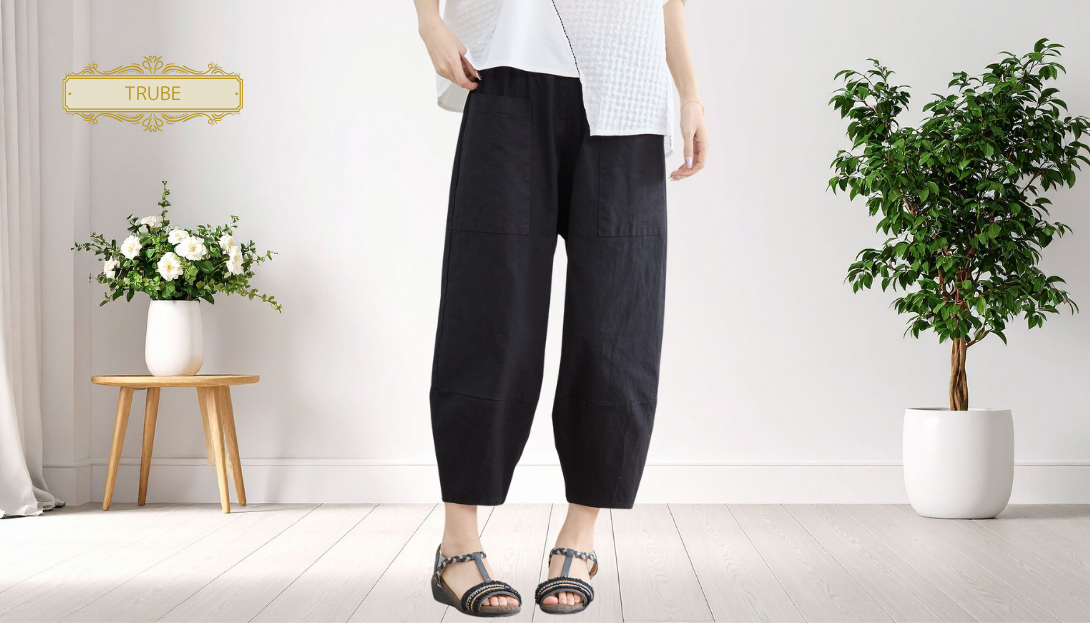 TRUBE【2025新作】【M〜L】ウォッシュドコットンクロプトパンツ ブラック ¥2,480 税込