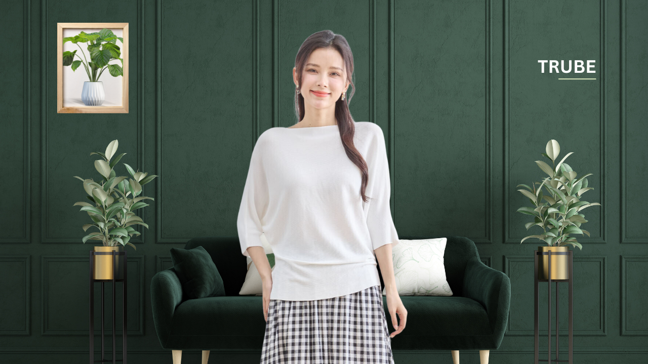 TRUBE【2025新作】【M〜L】5分袖ドルマンプルオーバー