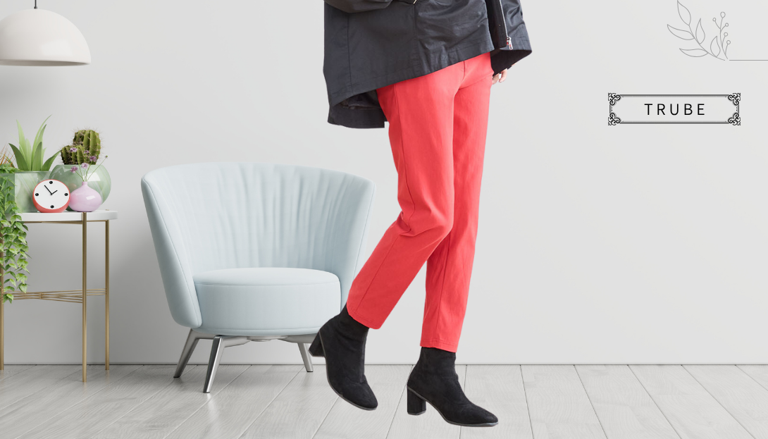 TRUBE【2025新作】【M~L】【L〜LL】ストレッチストレートパンツ レッド