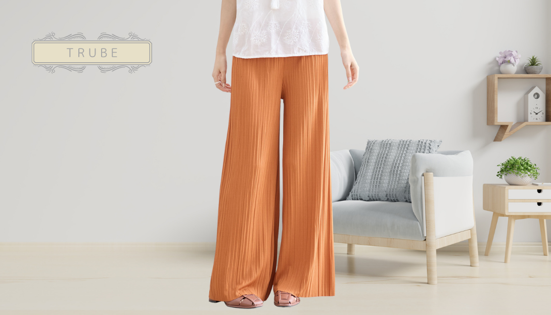 TRUBE【2025新作】【M~L】【L〜LL】ランダムプリーツパンツ テラコッタ