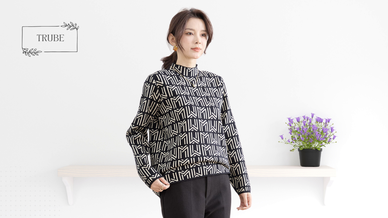 TRUBE【2025新作】【M〜L】モノグラムジオメトリックニットトップス