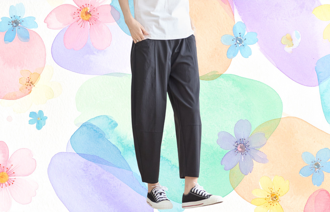 タック入りバルーンシルエットパンツ(L~LL) ブラック