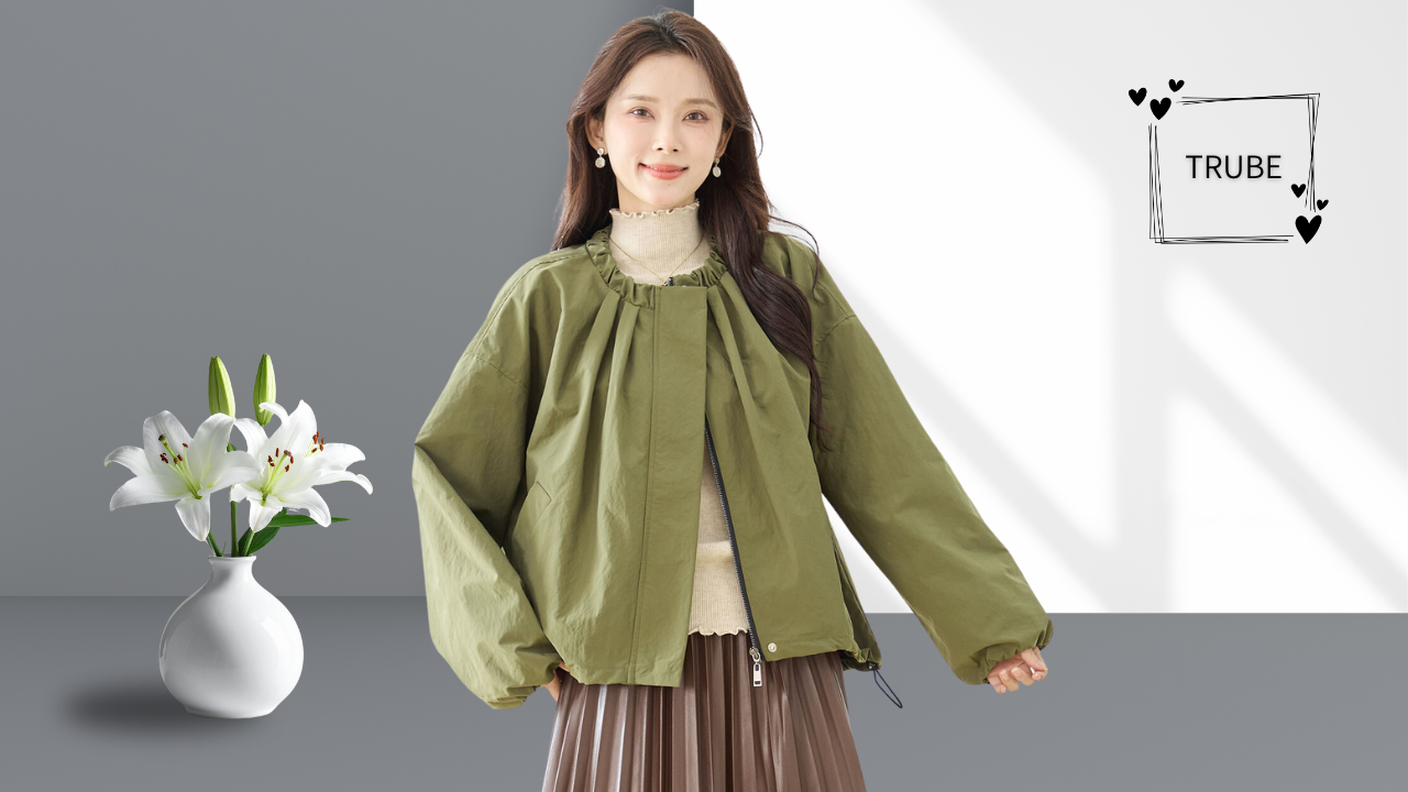 TRUBE【2025新作】【M〜L】ギャザーネックラストブルゾン