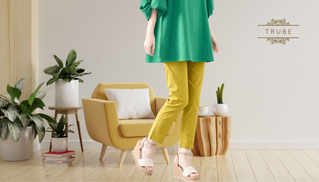 TRUBE【2025新作】【M~L】【L〜LL】ストレッチストレートパンツ カラシ