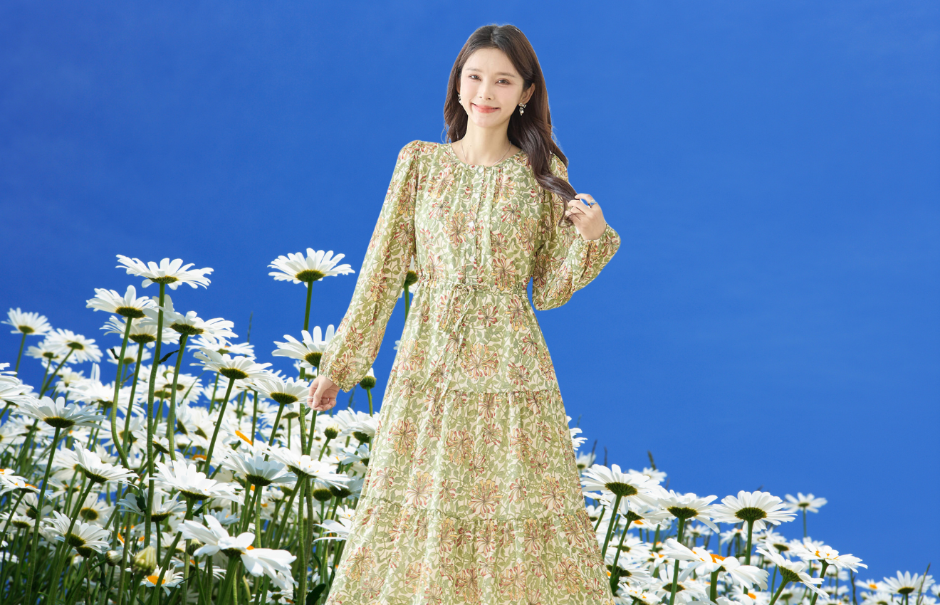 フローラルティアードワンピース (M~L)