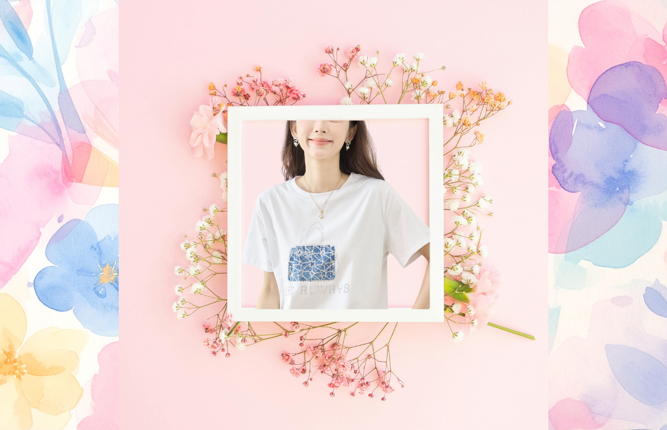 TRUBE バッグモチーフプリントTシャツN12-1052【M~L】ホワイト