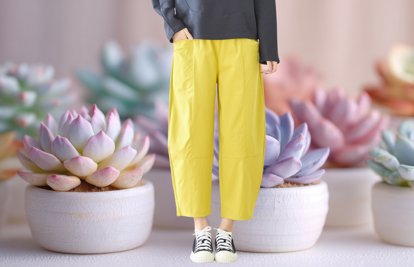 タック入りバルーンシルエットパンツ(M~L) カラシ色