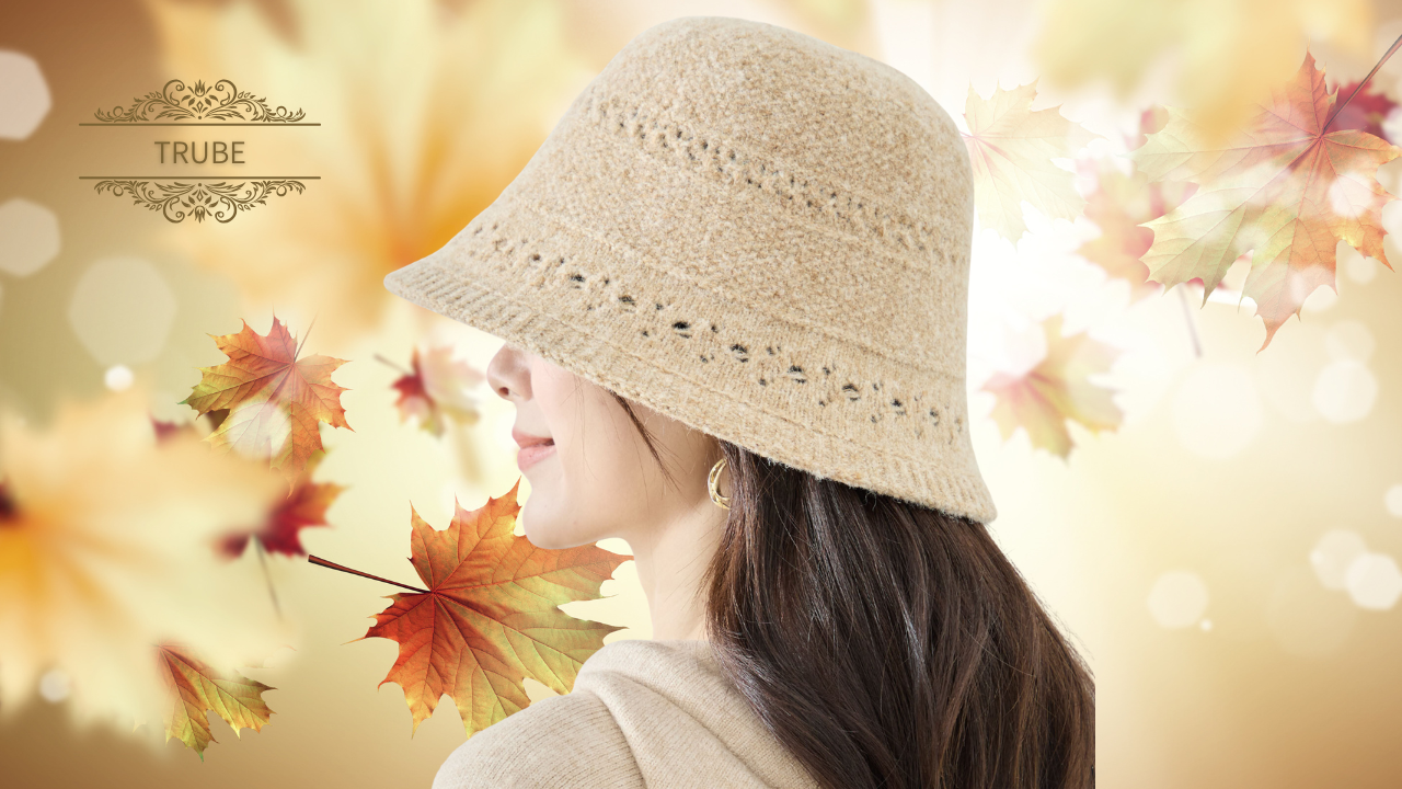 TRUBE【2025新作】透かし編みニットバケットハット ベージュ