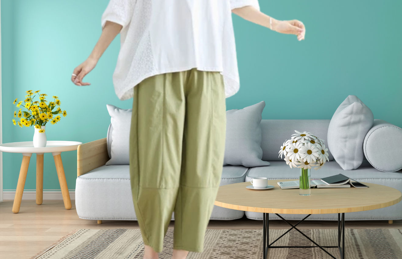 タック入りバルーンシルエットパンツ(M~L) カーキ