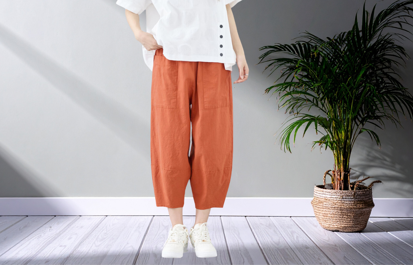 TRUBE ウォッシュドコットンクロプトパンツ (M~L) テラコッタ