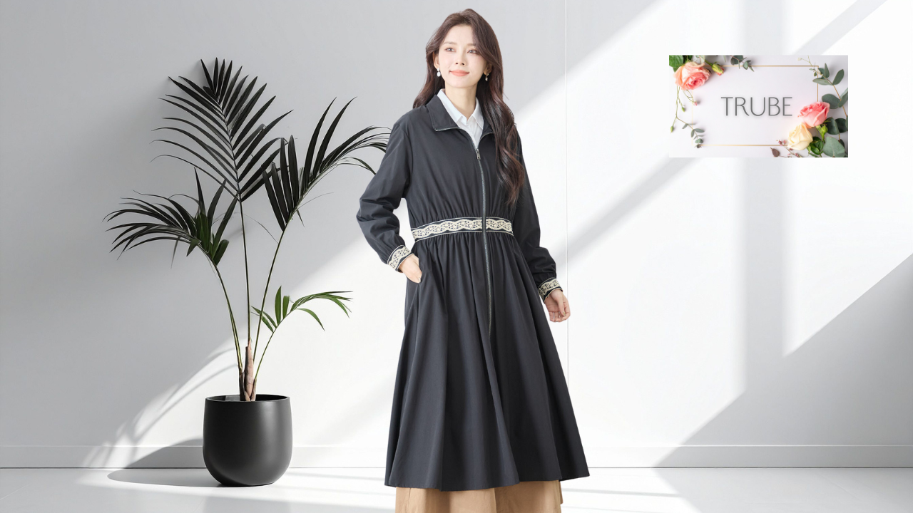 TRUBE【2025新作】【M〜L】レーステープポイントフレアロングジャケット