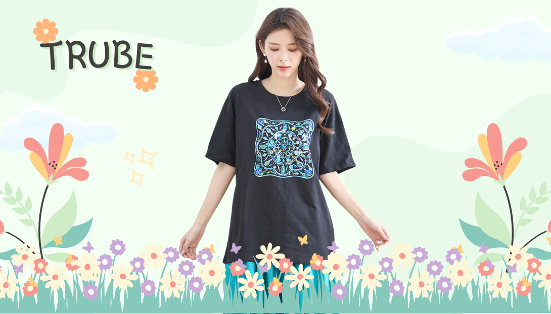 【送料無料】TRUBE【2025新作】【L〜LL】ジュエルアートプリントTシャツ