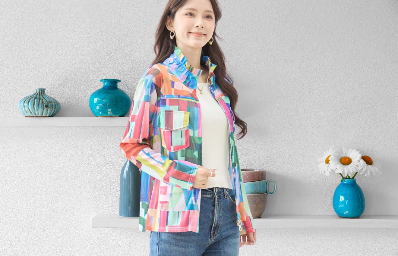 TRUBE カラーブロックZIPブルゾン【M~L】マルチカラー