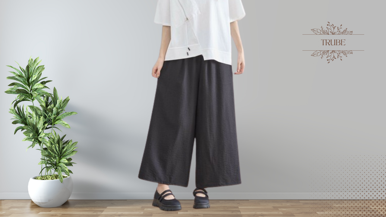 TRUBE【2025新作】【L〜LL】カラーリラックスワイドパンツ ブラック