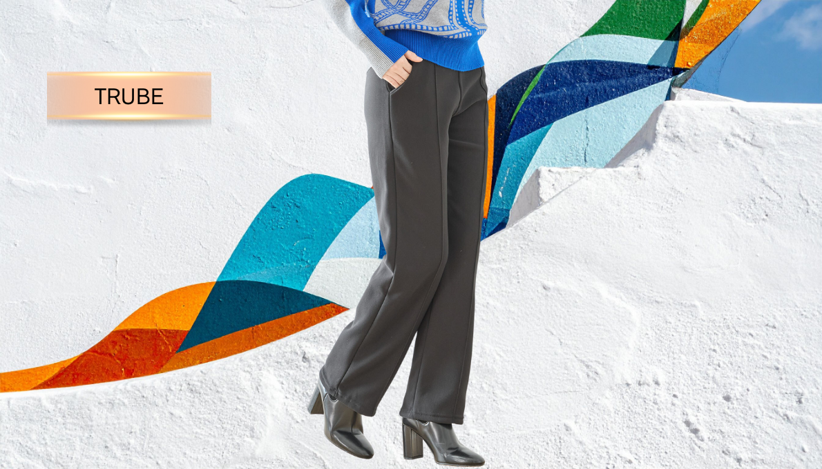 パンツ 裏起毛ストレートセンタープレスパンツ 【M~L】【L~LL】レディース ブラック