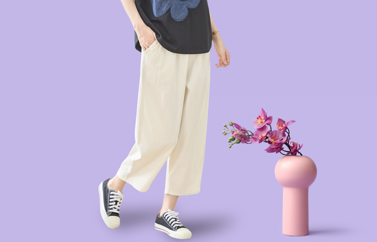 TRUBE ウォッシュドコットンクロプトパンツ【L~LL】アイボリー