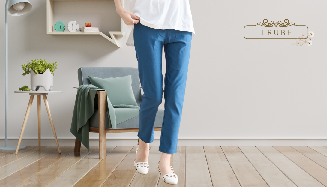 TRUBE【2025新作】【M~L】【L〜LL】ストレッチストレートパンツ ターコイズ