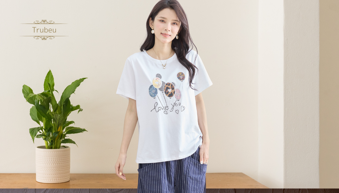 TRUBE【2025新作】【M〜L】スパンコールバルーンTシャツ