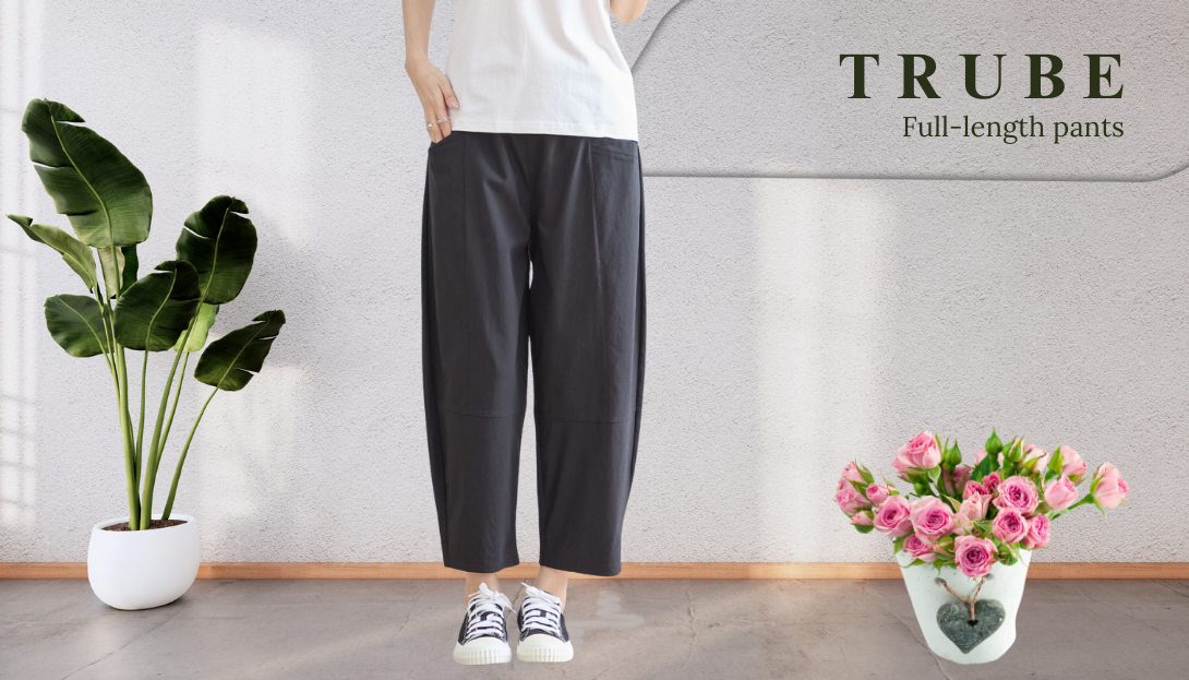 TRUBE【2025新作】【L〜LL】綿混ゆったり美シルエットパンツ ブラック