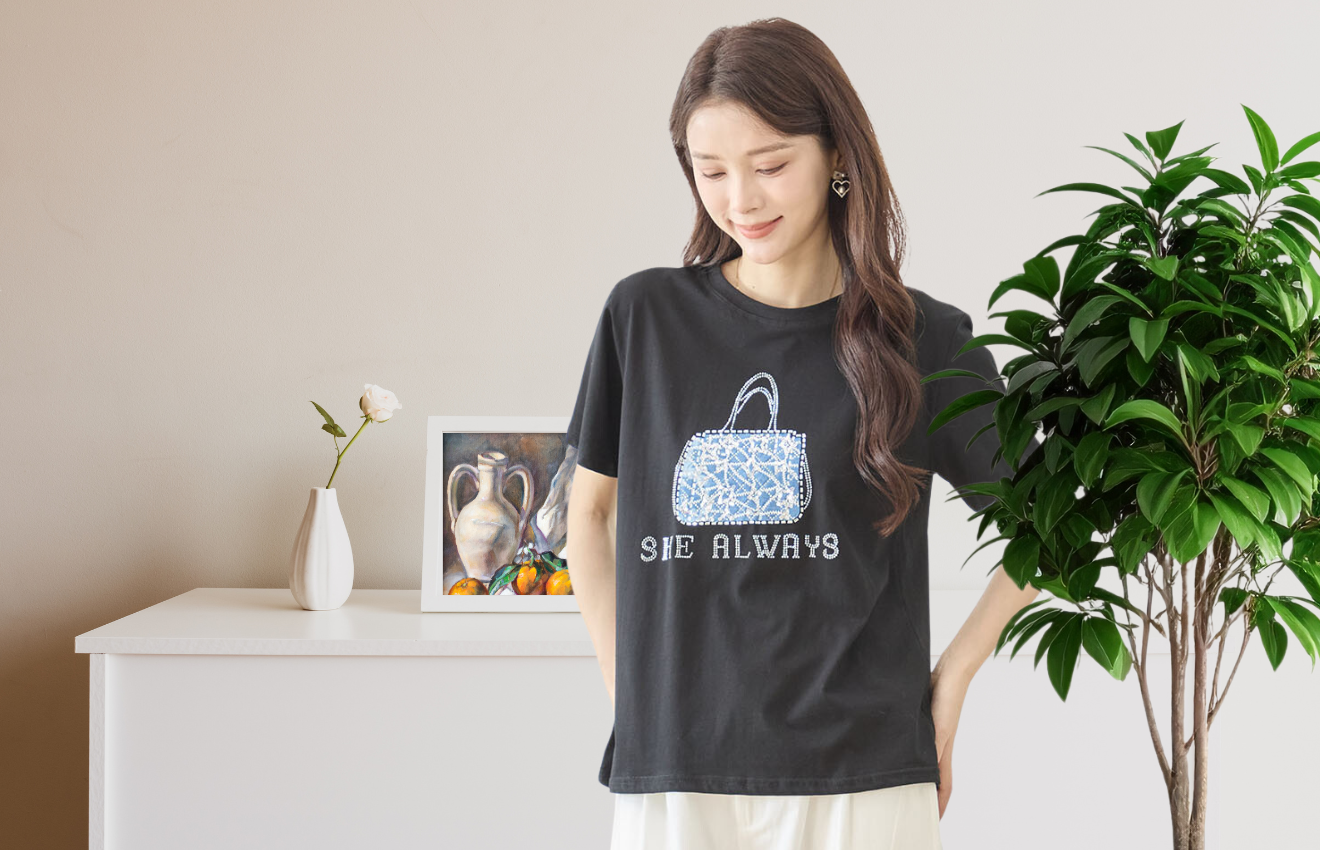 TRUBE バッグモチーフプリントTシャツN12-1052【M~L】ブラック