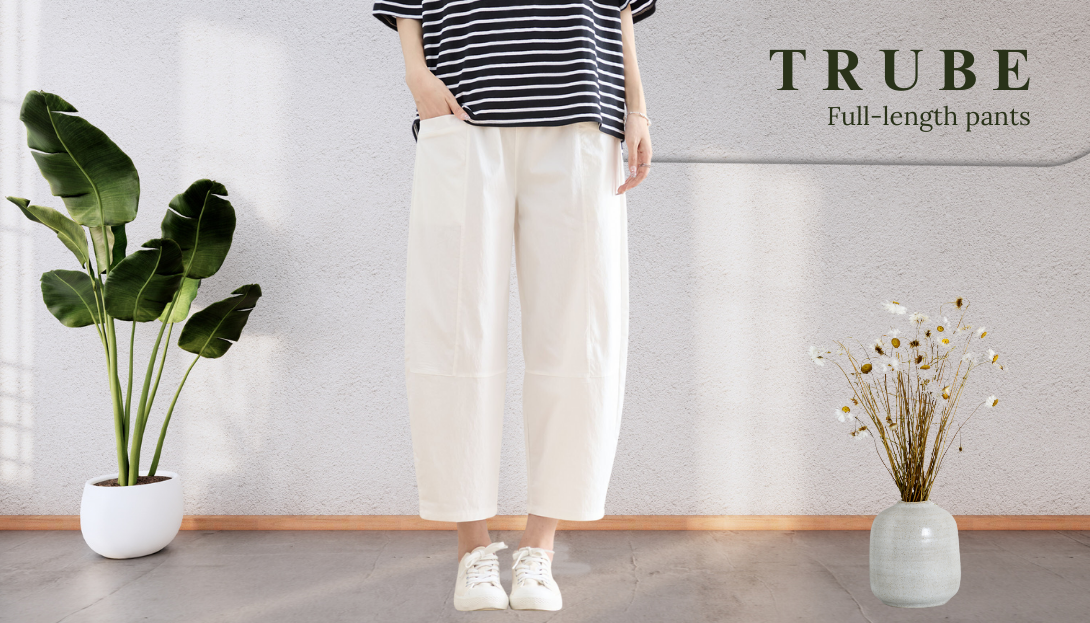 TRUBE【2025新作】【L〜LL】綿混ゆったり美シルエットパンツ ホワイト