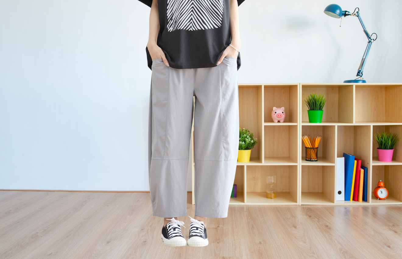 タック入りバルーンシルエットパンツ(L~LL) グレー