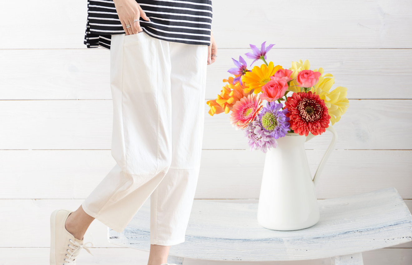 タック入りバルーンシルエットパンツ(M~L) アイボリー