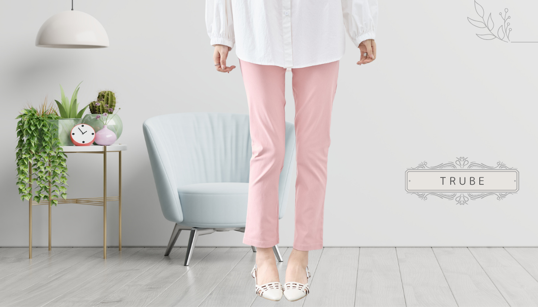 TRUBE【2025新作】【M~L】【L〜LL】ストレッチストレートパンツ ピンク