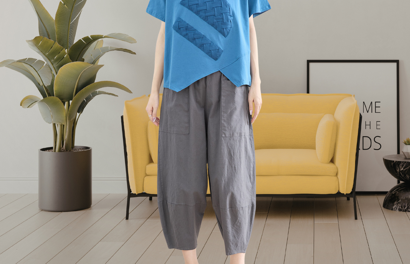 TRUBE ウォッシュドコットンクロプトパンツ (M~L) チャコールグレー