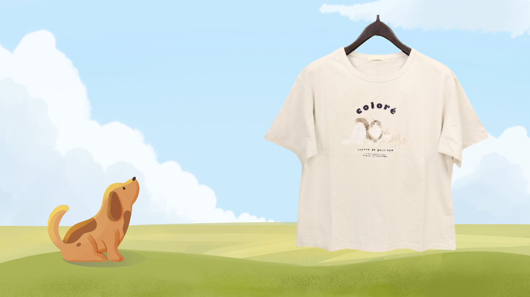 Mintinn アニマルデザインTシャツ 78255 ネコ ベージュのご紹介