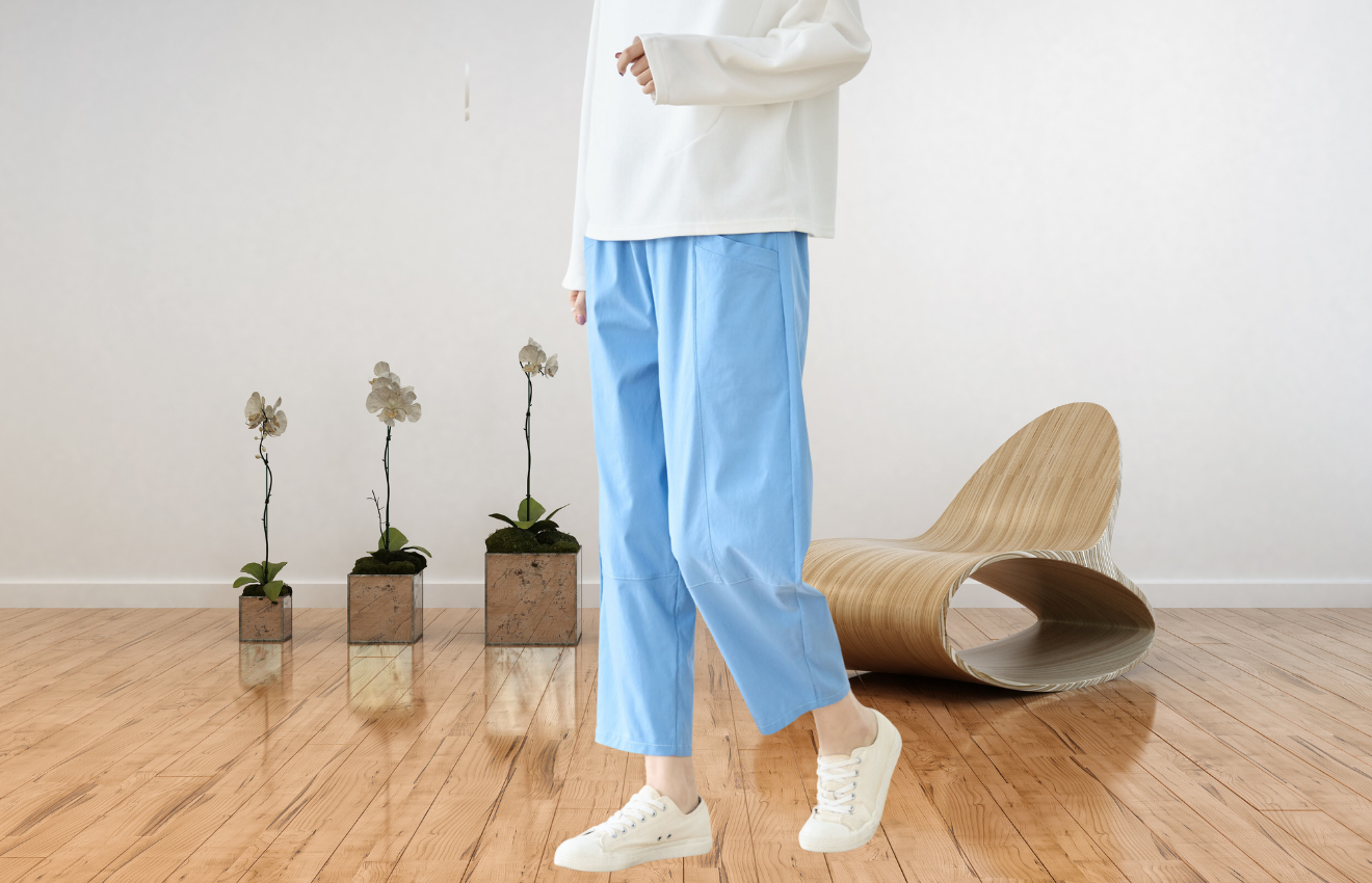 タック入りバルーンシルエットパンツ(M~L) サックスブルー