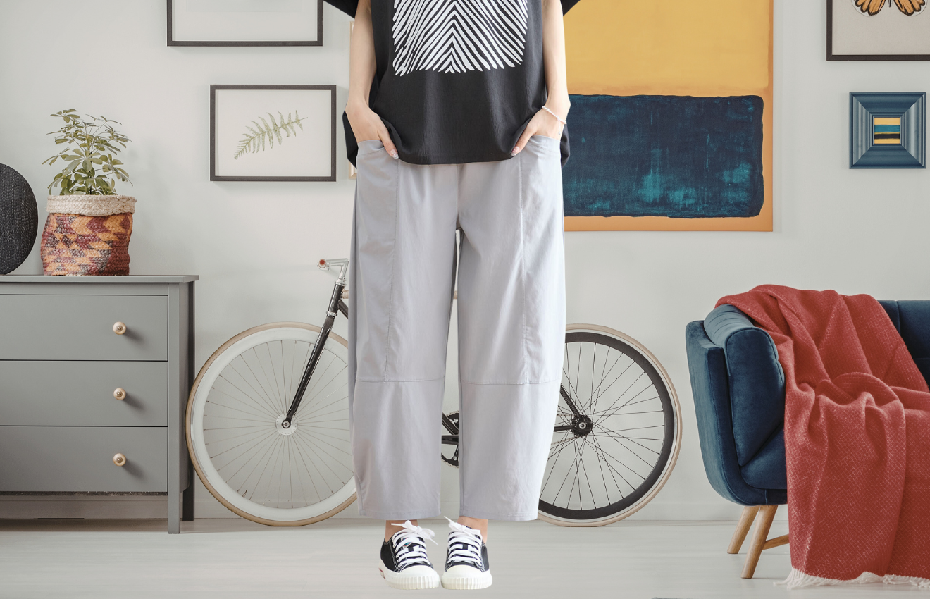 タック入りバルーンシルエットパンツ(M~L) グレー