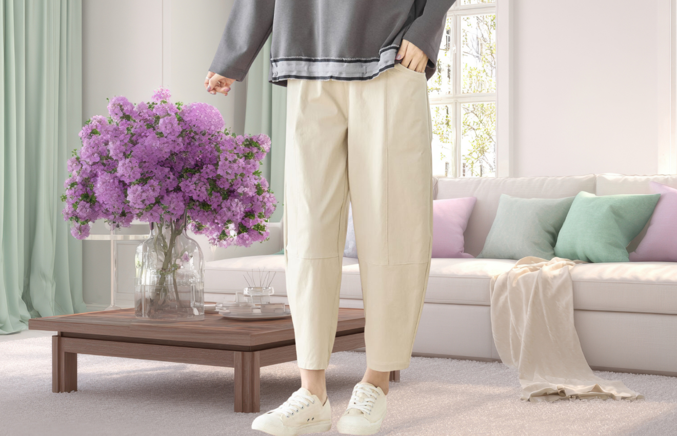 タック入りバルーンシルエットパンツ(L~LL) ベージュ