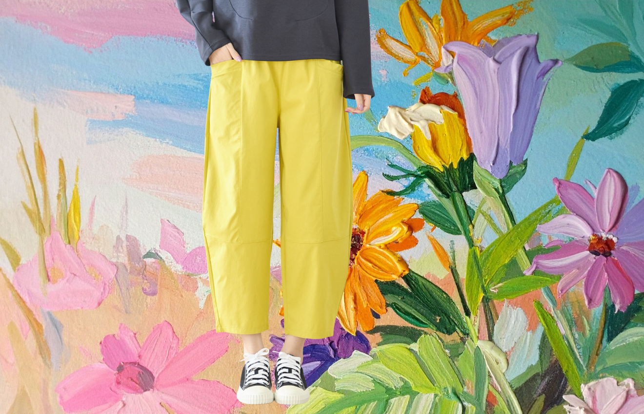 タック入りバルーンシルエットパンツ(L~LL) カラシ色