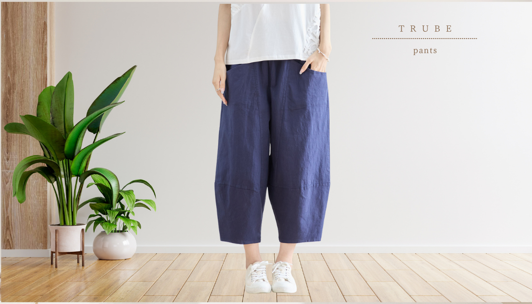TRUBE【2025新作】【M〜L】ウォッシュドコットンカジュアルバルーンパンツ ネイビー