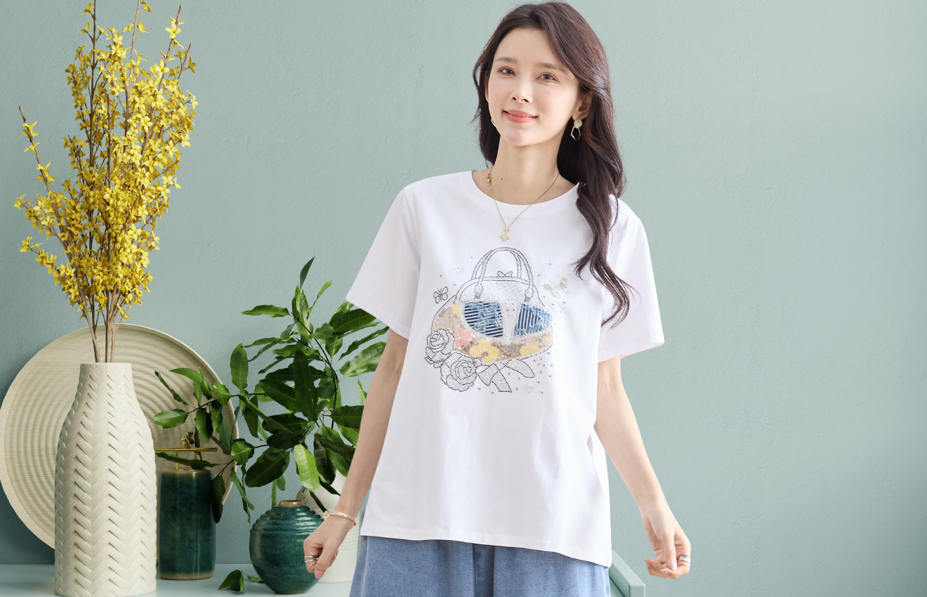 TRUBE キラキラバッグ＆ローズTシャツ【M~L】ホワイト