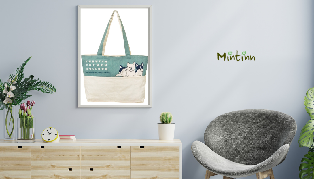Mintinn ポケット A4横型 トートバッグ 25092 ゆるっとフクちゃん フレンチ・ブルドッ