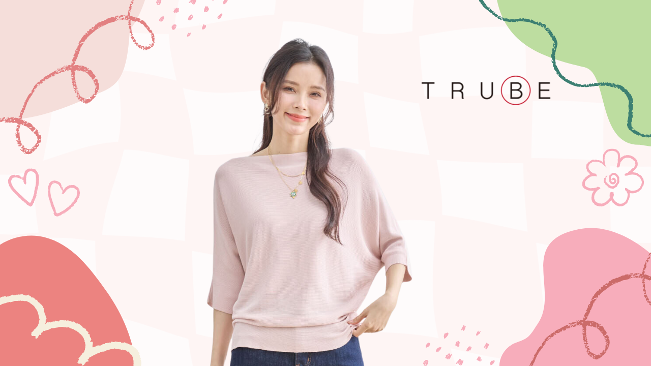 TRUBE【2025新作】【M〜L】5分袖ドルマンプルオーバー ピンク