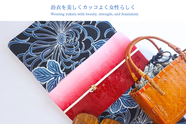 【半幅帯】洗練された赤にときめく ― 菊モチーフの半巾帯