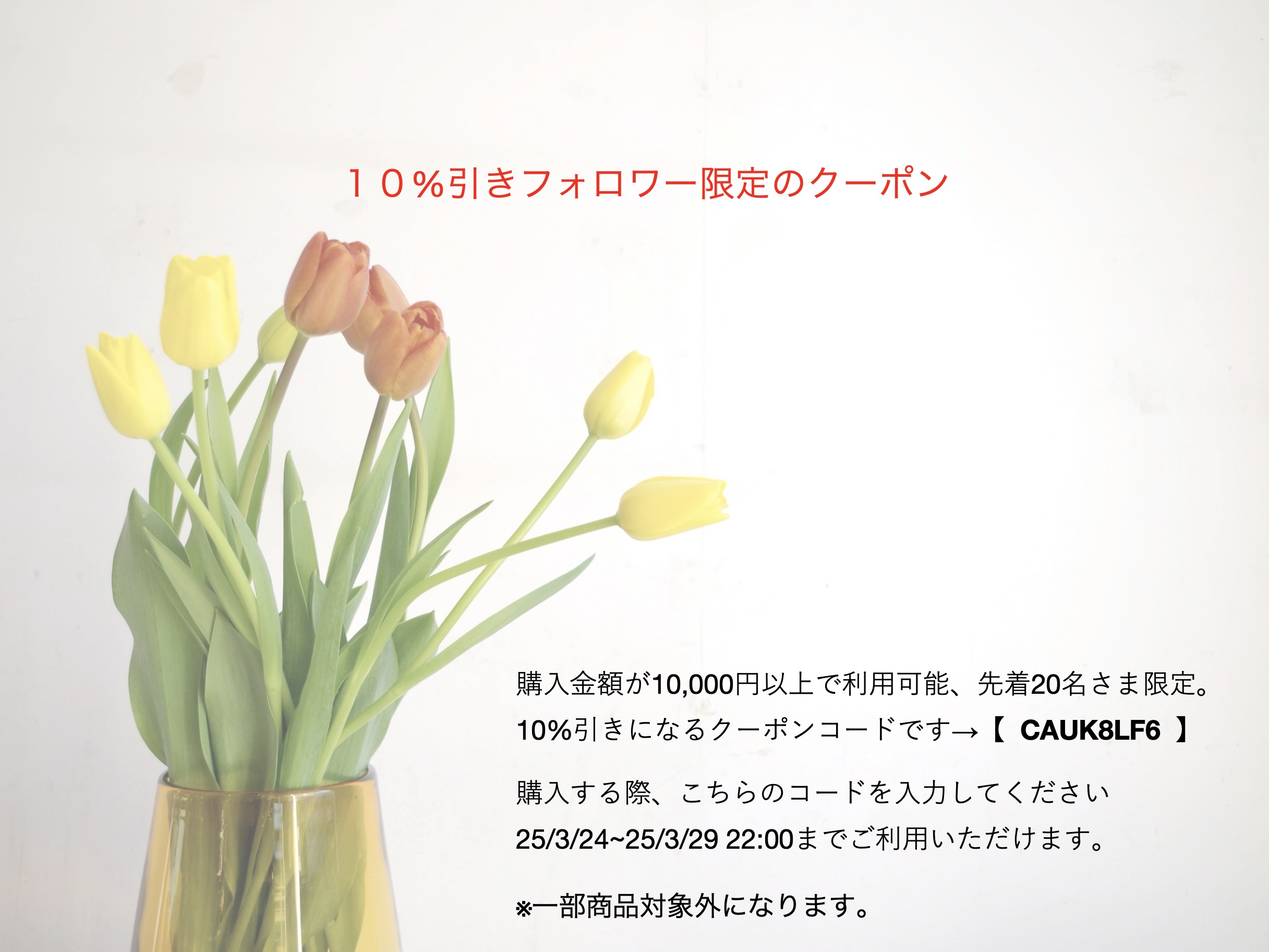10%引きフォロワー限定のクーポン