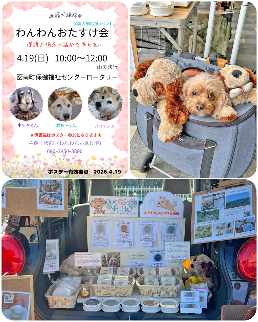保護犬譲渡会『わんわんおたすけ会』のバザーに参加します。
