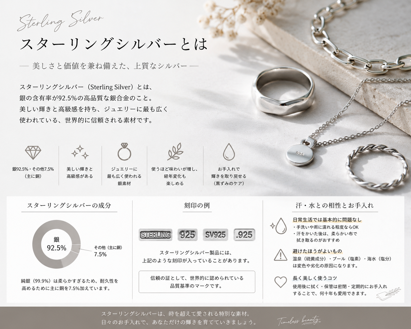 初心者様にも簡単に。シルバーアクセサリーを長く楽しむための3つのポイント