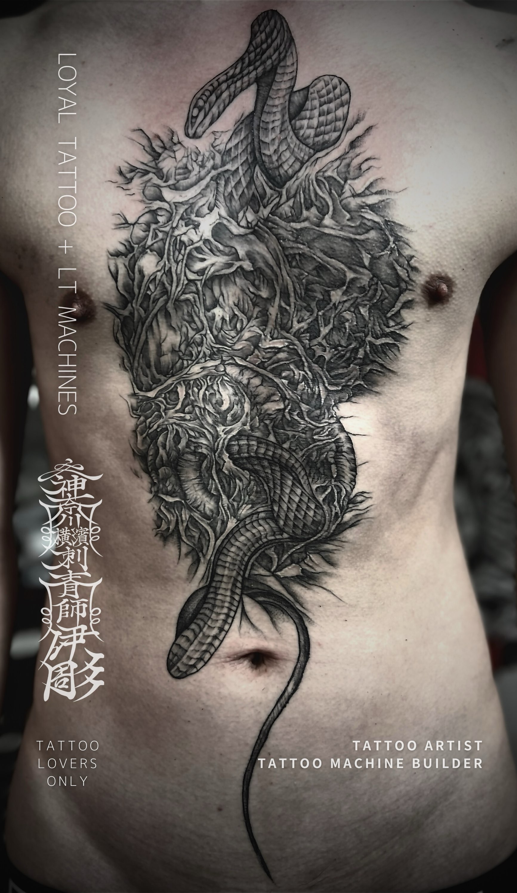 No.308 フロントピースタトゥー 「蛇/臓物」| LOYAL TATTOO 横浜,東京