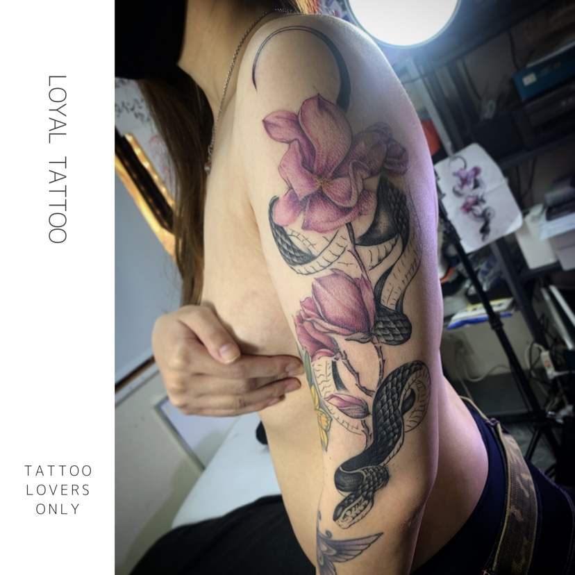 <女性向け>Girls Tattoo/女の子ガールズタトゥー 蛇+花 | LOYAL TATTOO