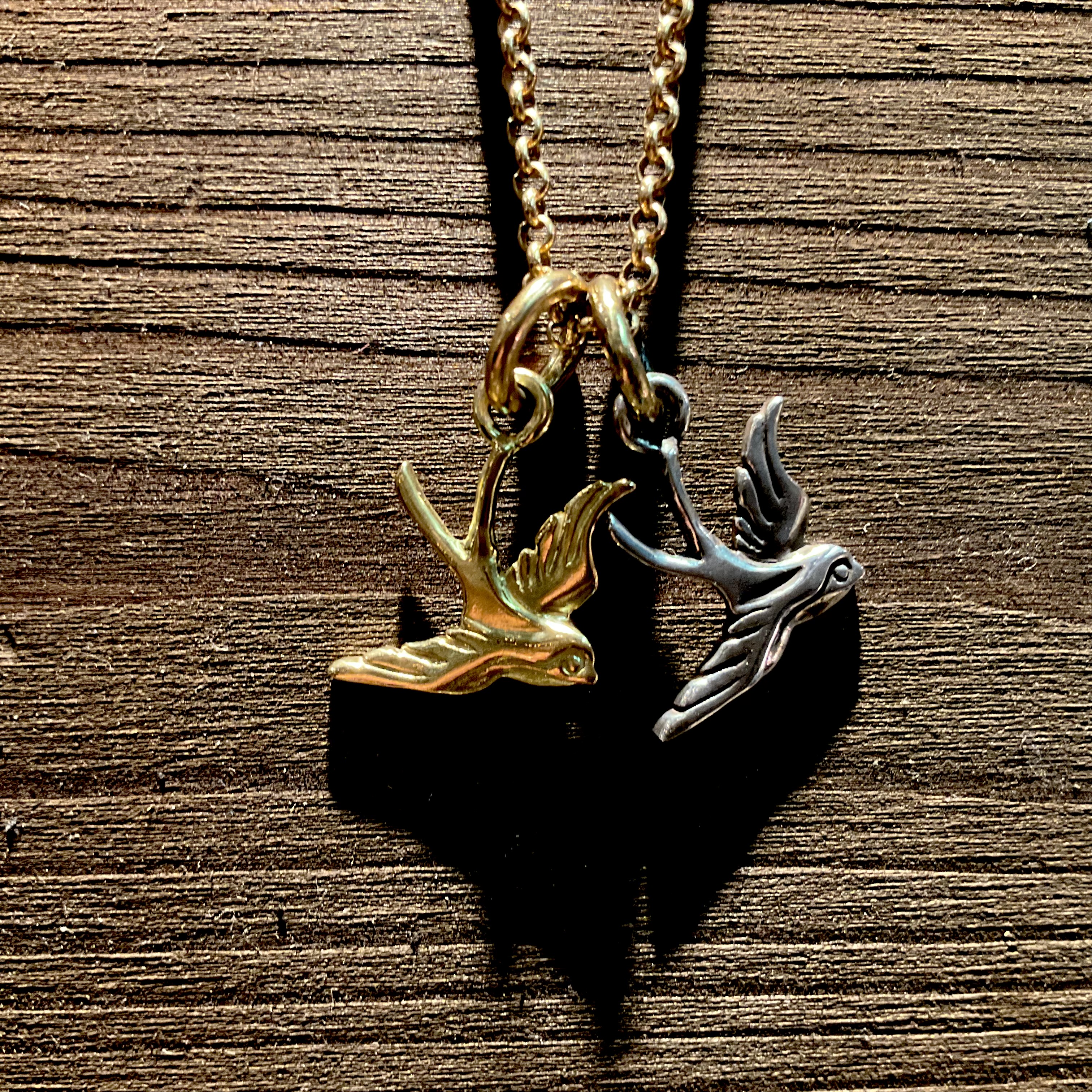 18KyellowGold Swallow  pendant カスタム　燕　１８金ゴールドペンダント