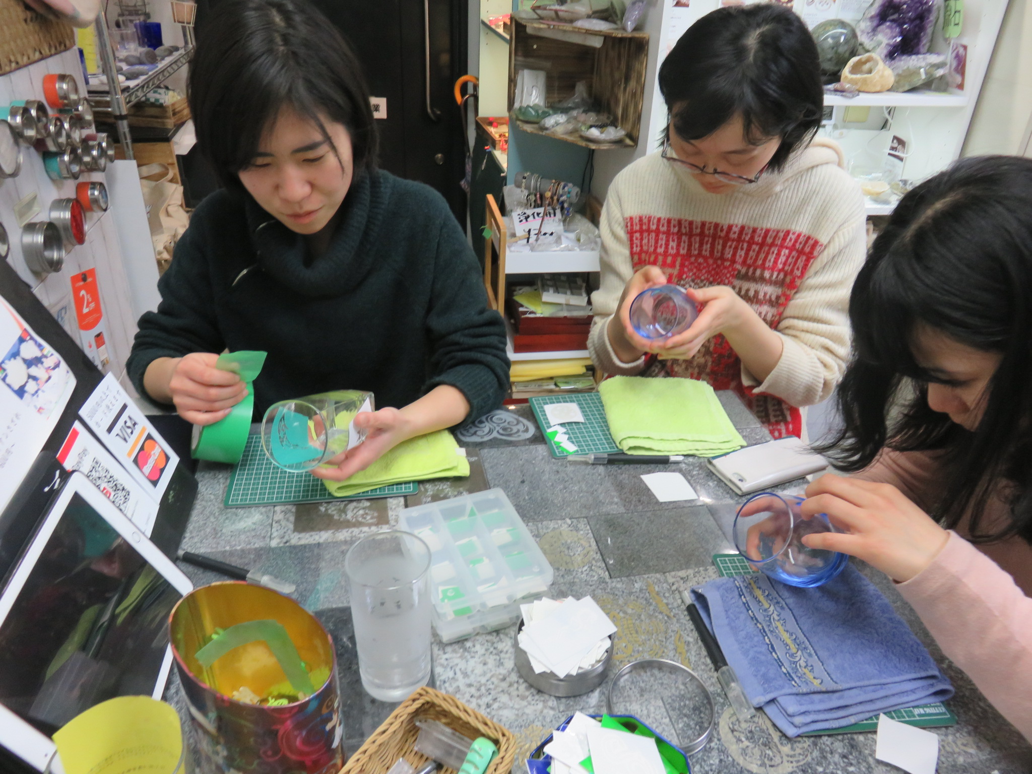 3人組のお嬢さん　マイグラス作り！！